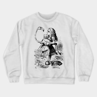 Alice in Wonderland | Alice Plays Croquet with Flamingo and Hedge Hog | Vintage Alice | Crewneck Sweatshirt